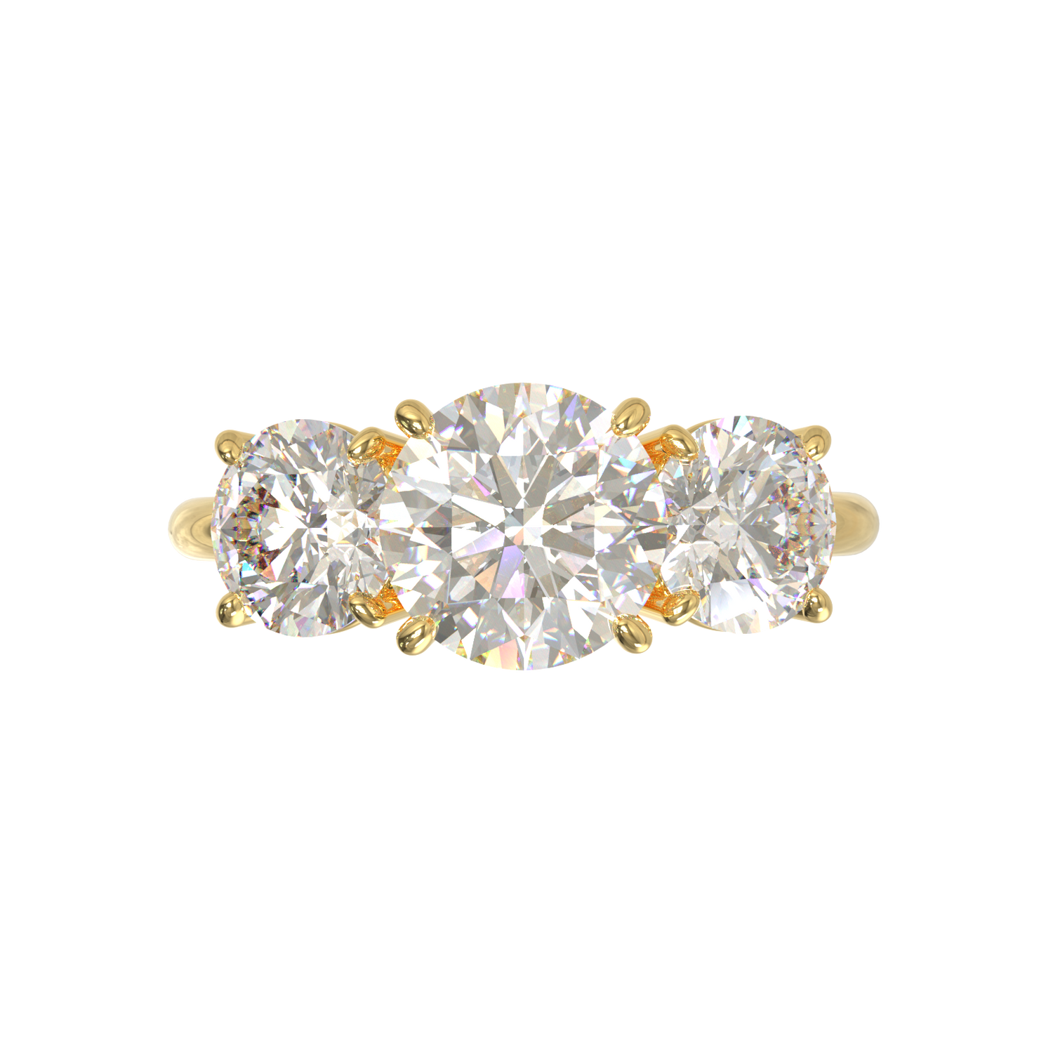 Anillo Tresillo de Redondos Oro Amarillo