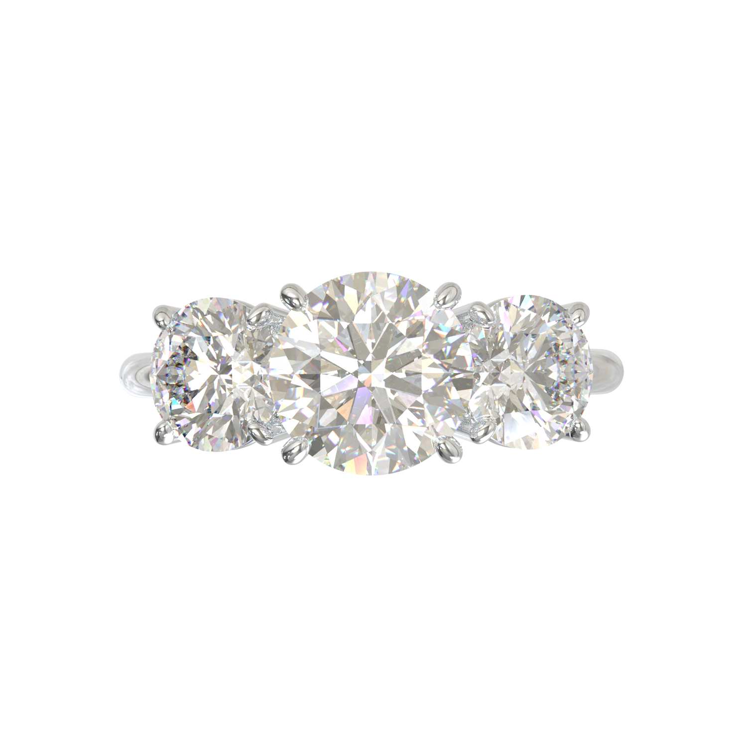 Anillo Tresillo de Redondos Oro Blanco