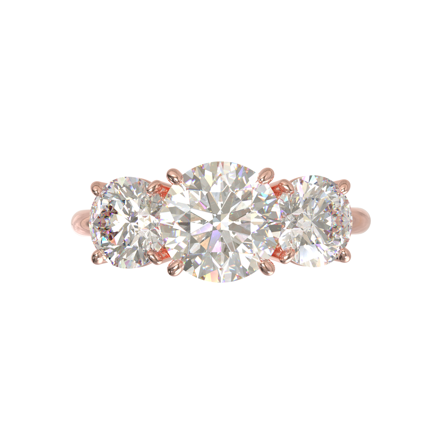Anillo Tresillo de Redondos Oro Rosa