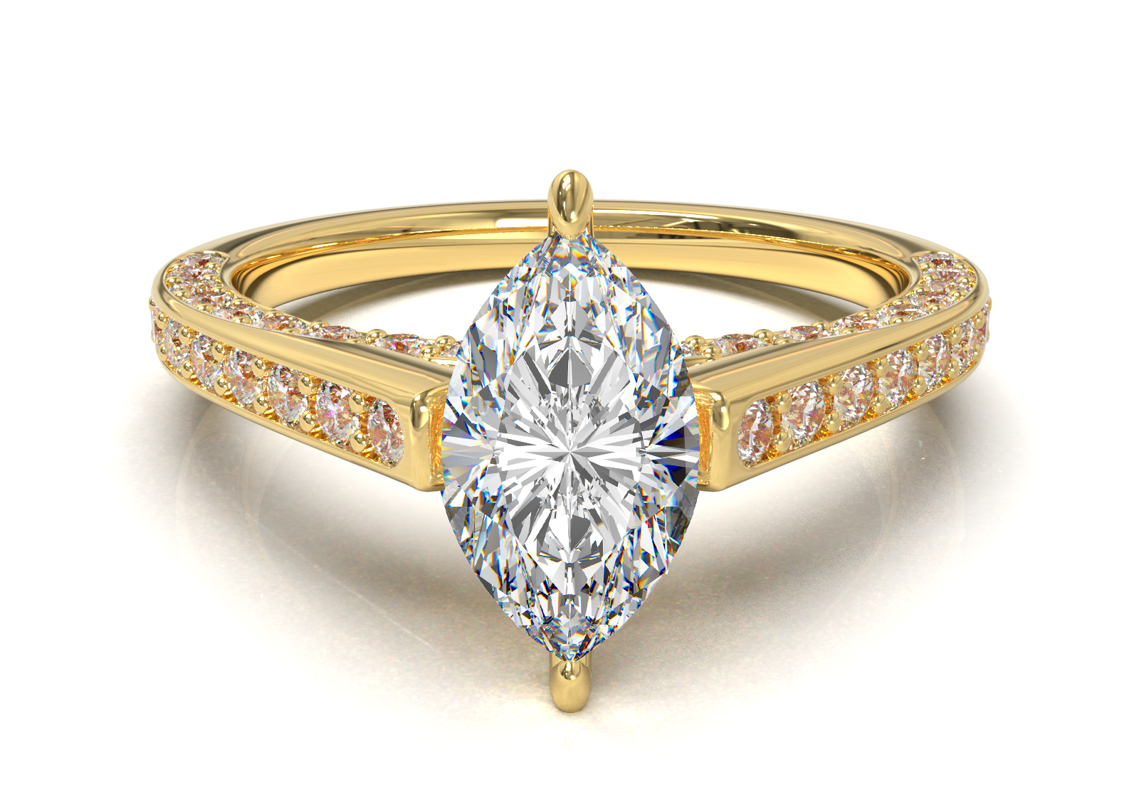 Pavé Frame 3,2,1 Yellow Gold