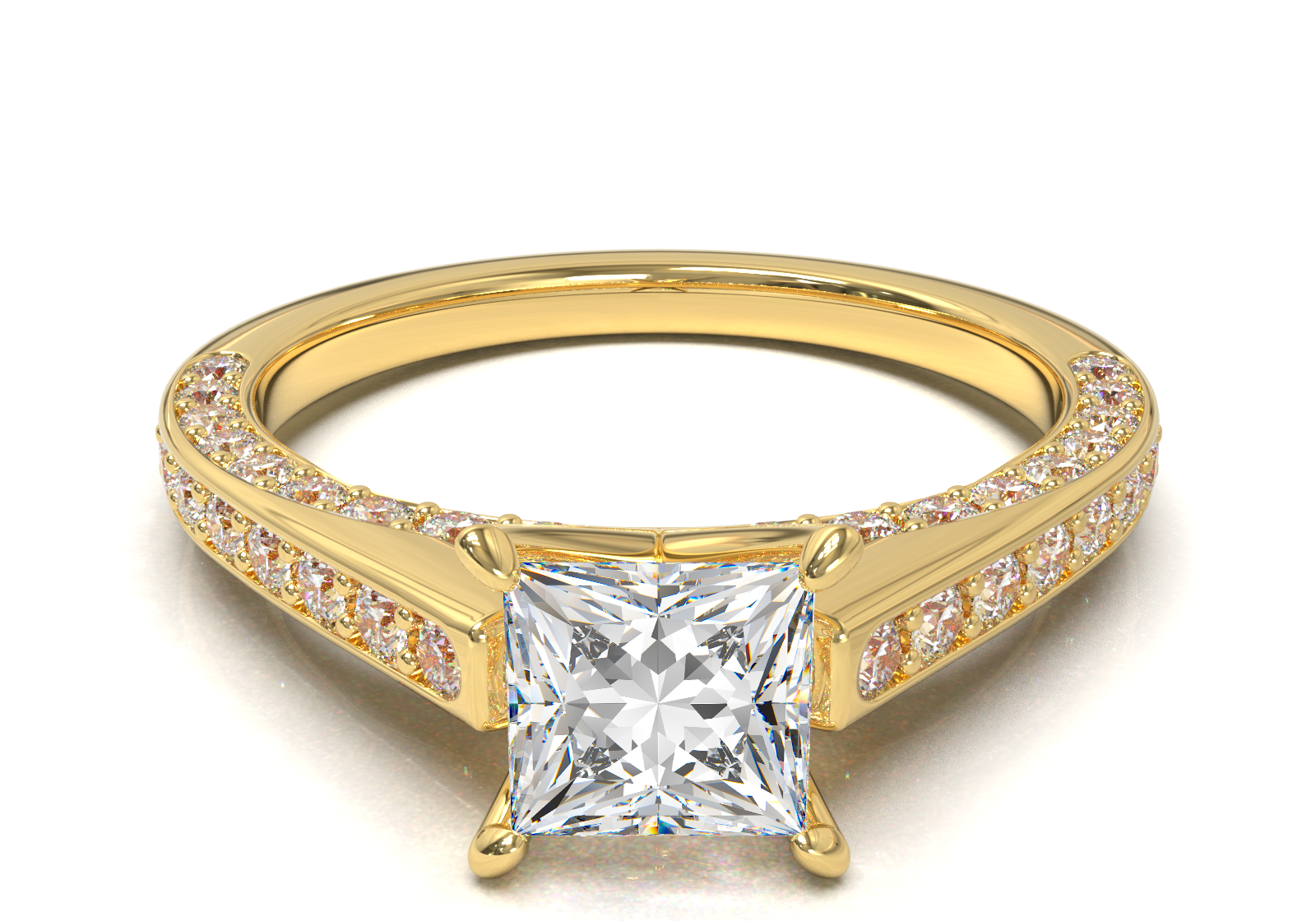 Pavé Frame 3,2,1 Yellow Gold