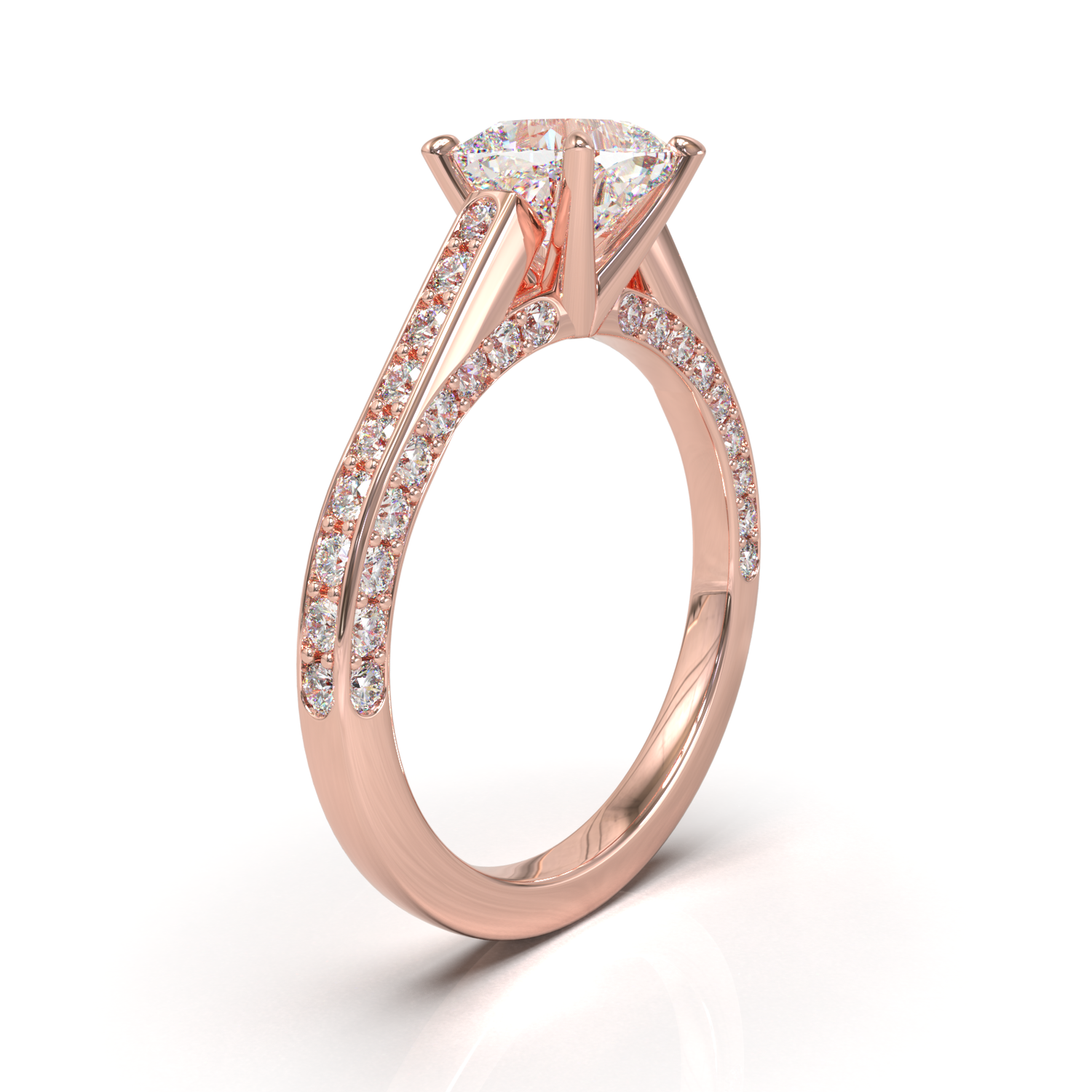 Montura Catedral con Triple Pavé Oro Rosa