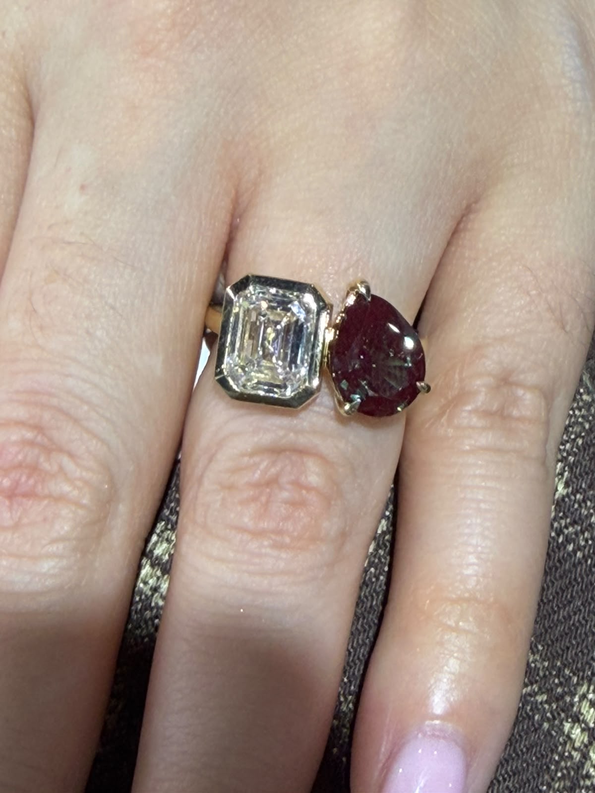 Anillo toi et moi alejandrita y diamante