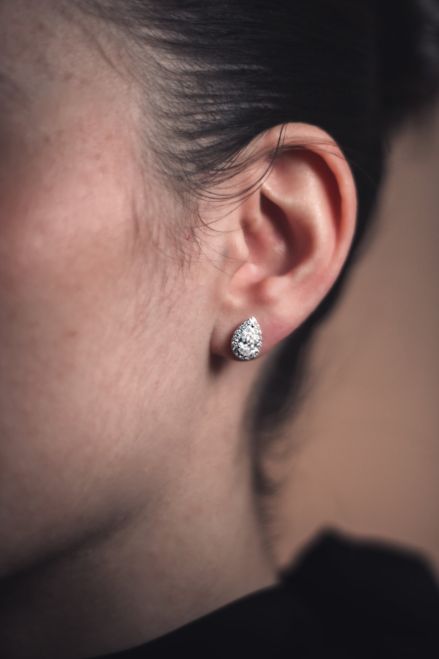 Pear Studs with Halo