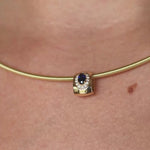 Charm v2 - Round & Sapphire Oval Charm 14K Y 0.35